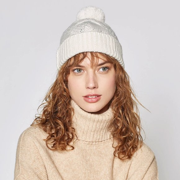 Joie Cream and Gray Cashmere Hat Buy Black Wool Cashmere Beanie Hat from the Next UK online shop main image 3